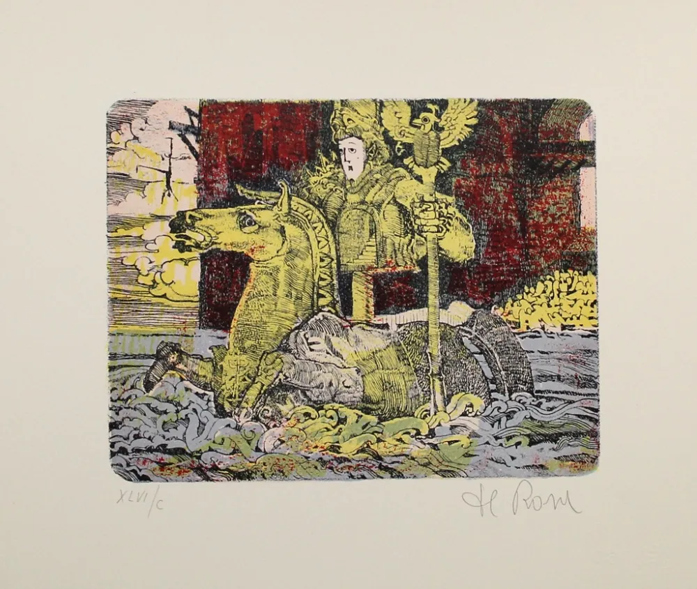 Litografia De Rosa - Ritt durchs Wasser