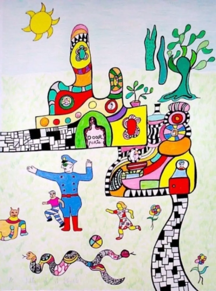 Litografia De Saint Phalle - Sortie d'école