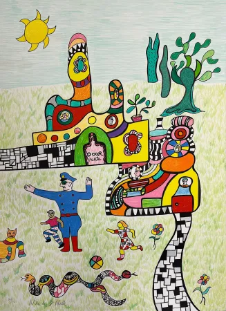 Litografia De Saint Phalle - Sortie d'École