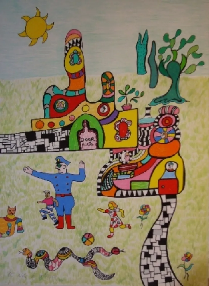 Litografia De Saint Phalle - Sortie d'école