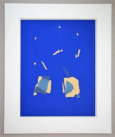 Litografia De Stael - Comosition sur fond bleu