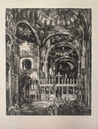 Água-Forte Decaris - Intérieur de Saint-Marc I (Venise) / Interior of St. Mark's, Venice