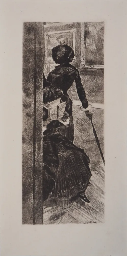 Gravura Degas - Au Louvre, la peinture, Mary Cassatt