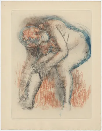 Água-Forte E Água-Tinta Degas - Étude de nu se massant la cheville (vers 1896)