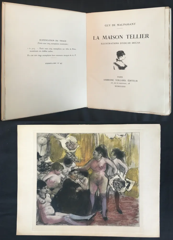 Livro Ilustrado Degas - Maupassant : LA MAISON TELLIER. Illustrations gravées d'Edgar Degas (1934).