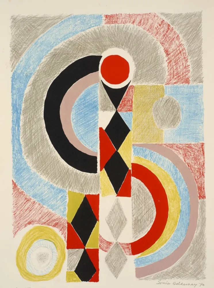 Litografia Delaunay - Sonia Delaunay (1885-1979). Totem. Lithographie signée. 1970.