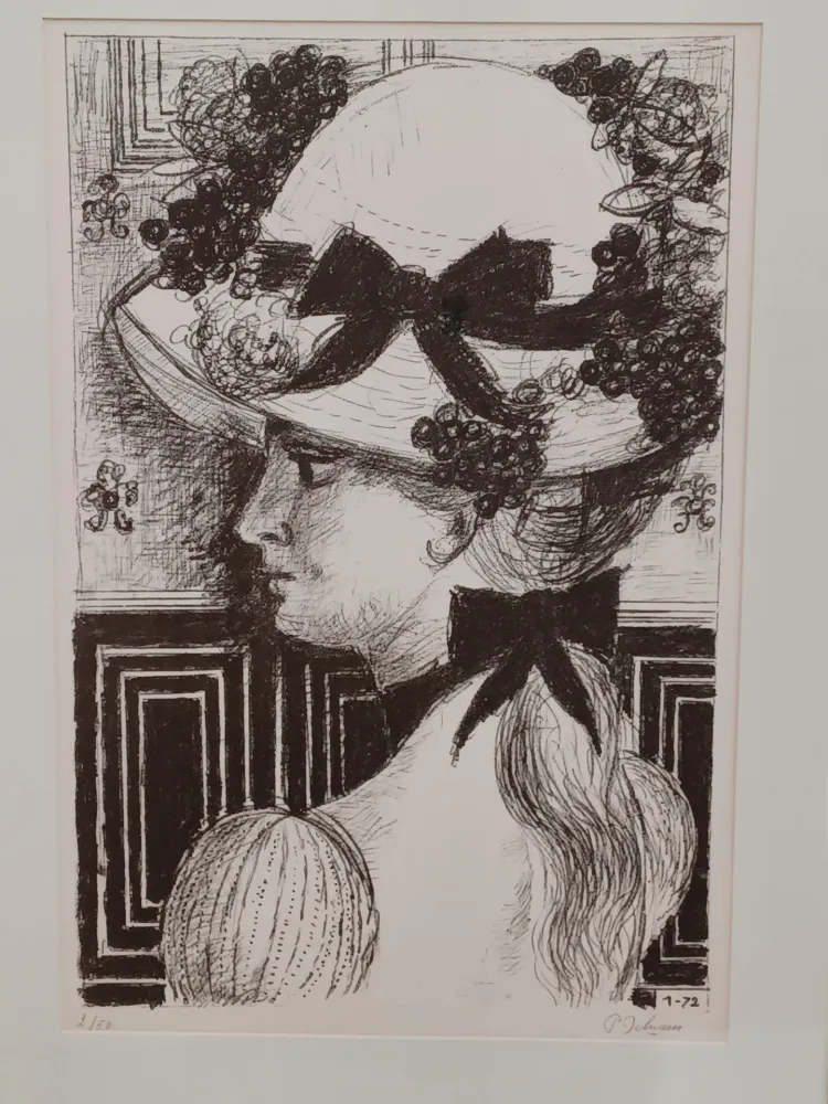 Litografia Delvaux - Le Chapeau 1900
