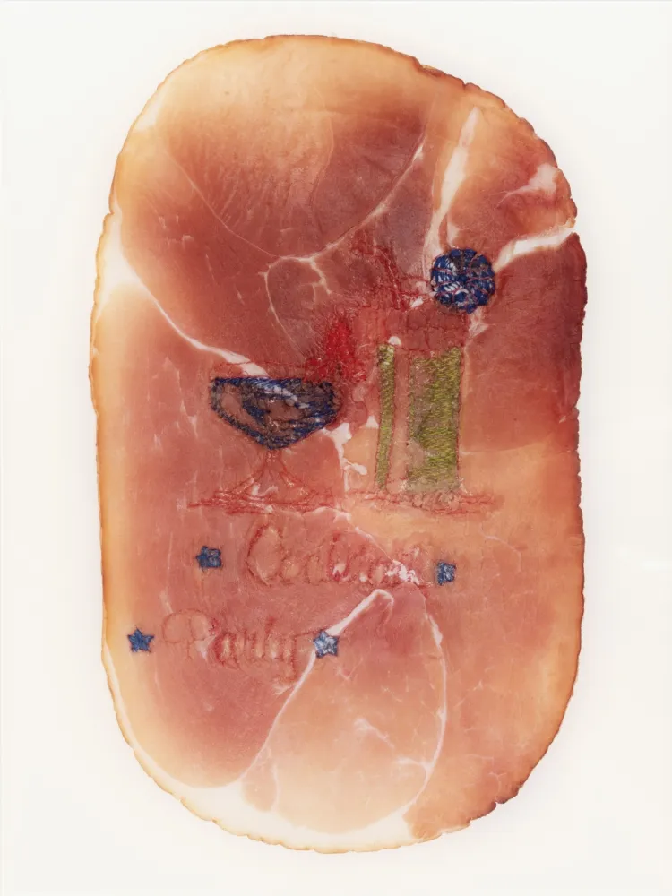 Fotografia Delvoye - Untitled (Photograph of Embroidered Ham)