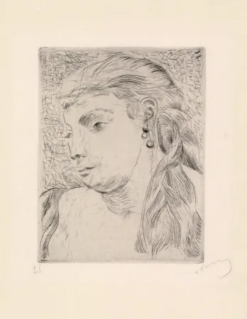 Água-Forte E Água-Tinta Derain - Tête de femme avec une tresse