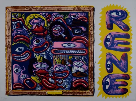 Litografia Di Rosa - Le Peuple René, 1985