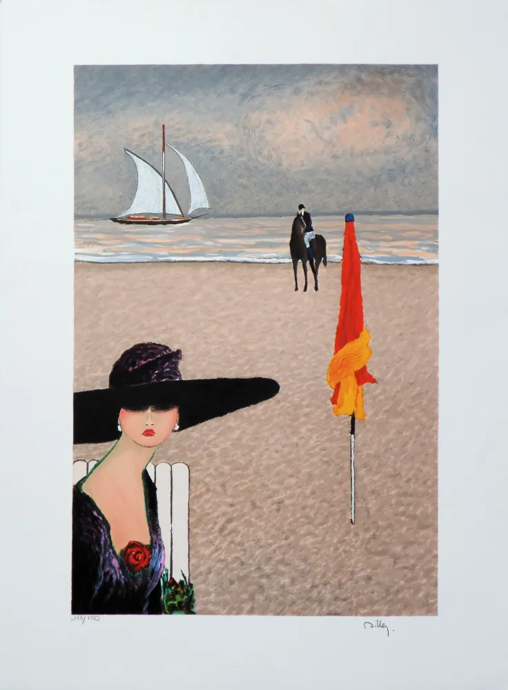 Litografia Dilley - Elégante à Deauvill