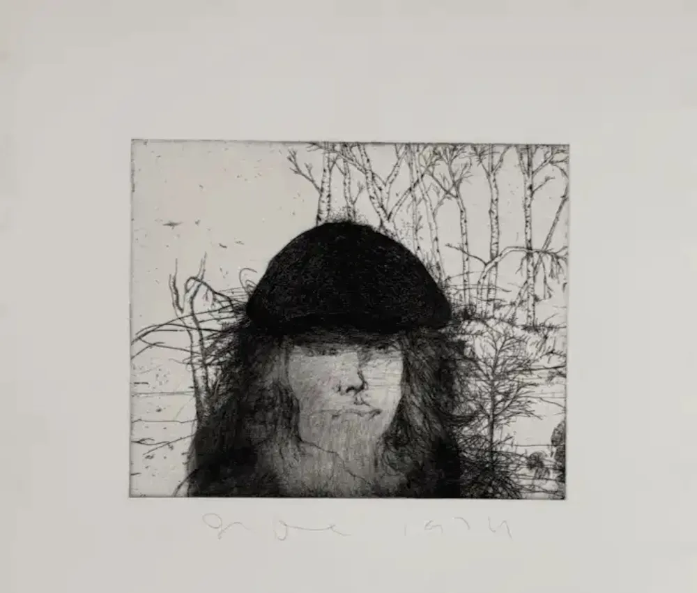 Água-Forte Dine - Self portrait in a Flat Cap