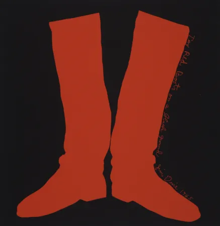 Serigrafia Dine - Two Red Boots on a Black Ground, 1968