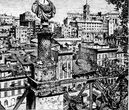 Água-Forte Disertori - Roma. Veduta del monte Capitolino dagli orti Farnesiani