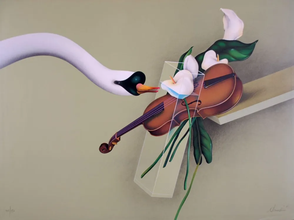 Litografia Donadini - Hommage au Cygne de Saint Saens