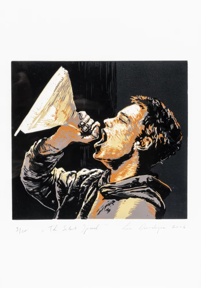 Linogravura Dondeyne  - Silent Speech