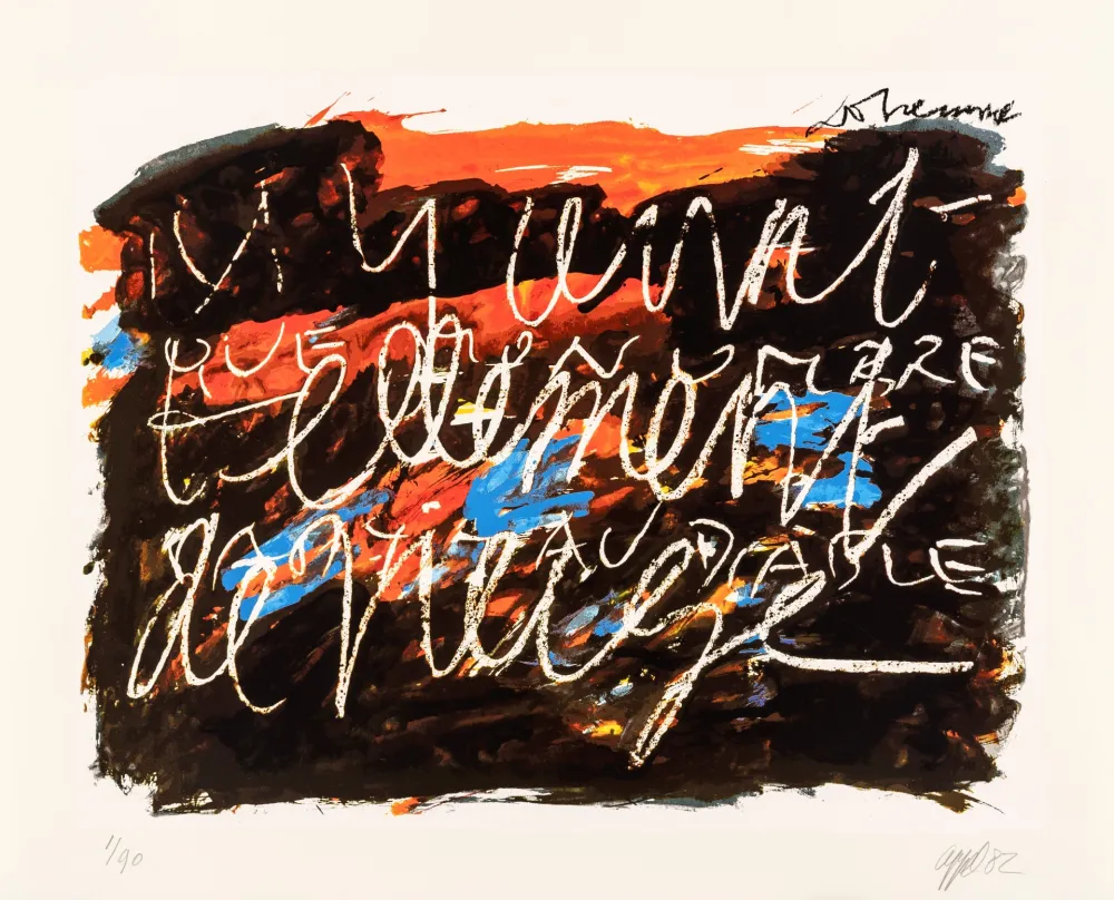 Serigrafia Dotremont - Il y avait / tellement / de neige / que mon ombre / partit au diable