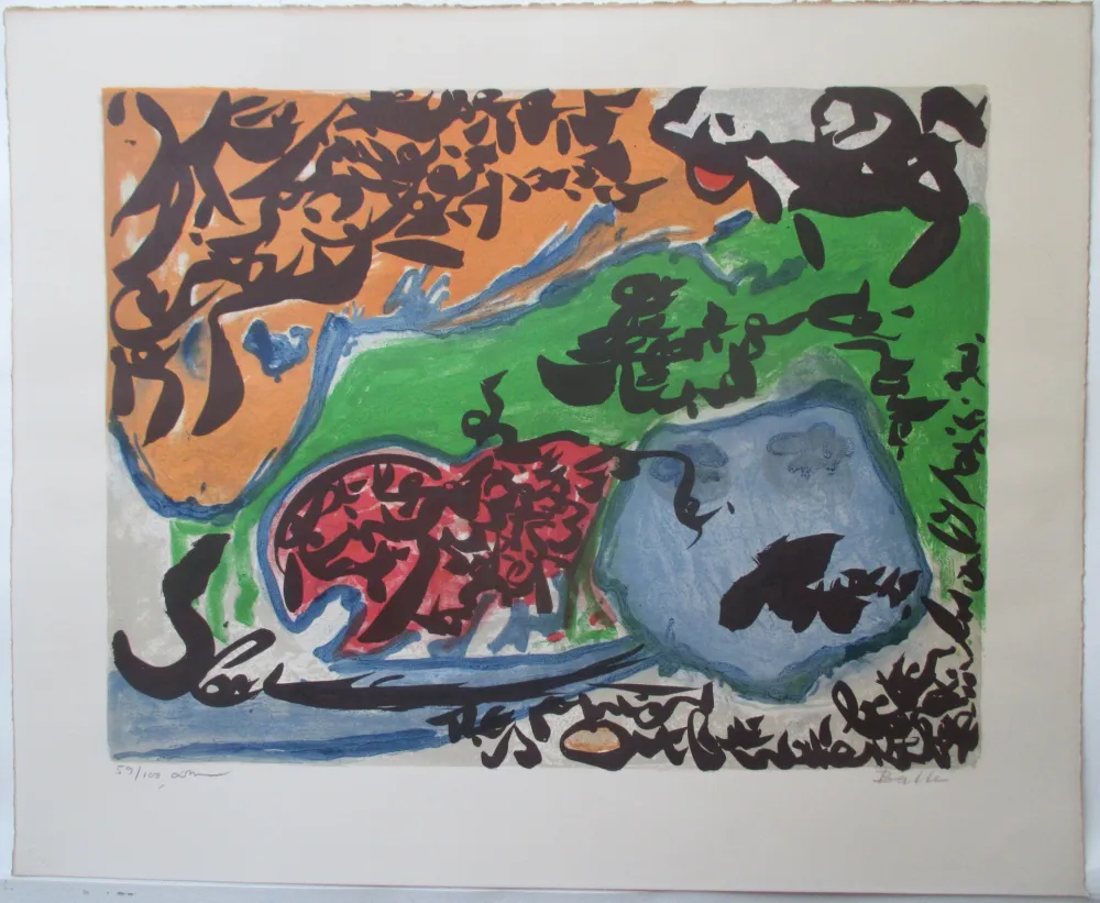 Litografia Dotremont - Un match et evant et après