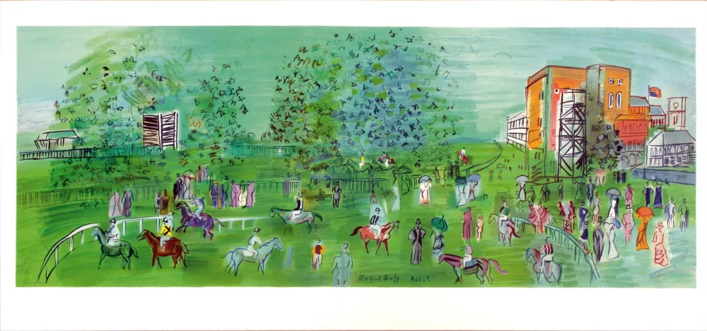 Litografia Dufy - ASCOT. Le champ de courses en 1930 (1969).