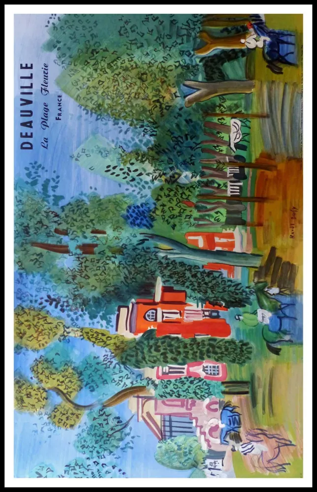 Litografia Dufy - LE PADDOCK A DEAUVILLE PLAGE FLEURIE