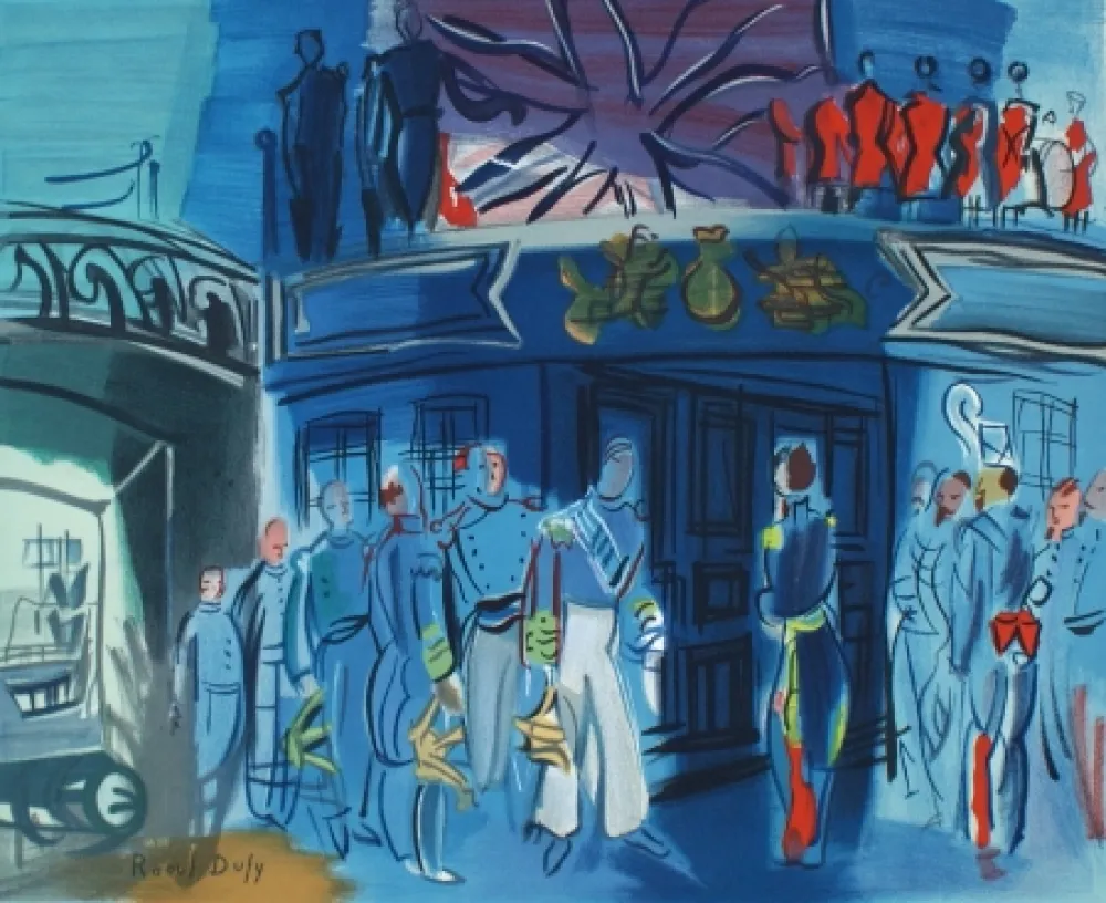 Litografia Dufy - Reception d’in amiral Anglais sur un bateua Francais
