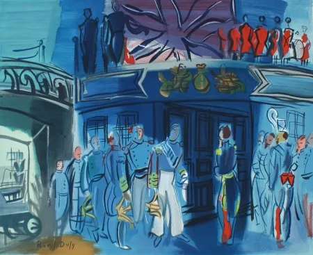 Litografia Dufy - Reception d’in amiral Anglais sur un bateua Francais