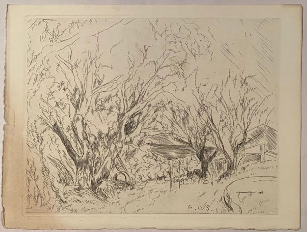 Gravura Dunoyer De Segonzac - La ferme à l'aire