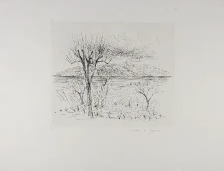 Água-Forte Dunoyer De Segonzac - Les Vignes, c.1960 - Hand-signed!
