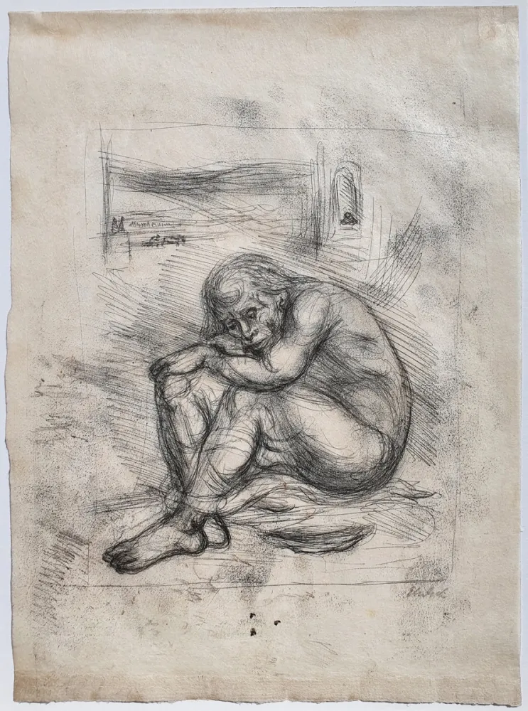 Monotipia Ehrlich - Kauernder Mann - Selbstbildnis (Crouching Man - Self-Portrait)
