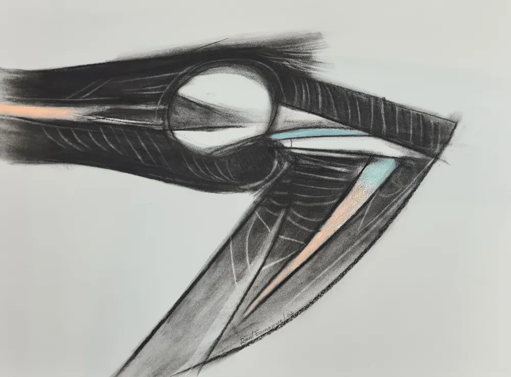 Monotipia Enmanuel - Pajaro en negro y azul