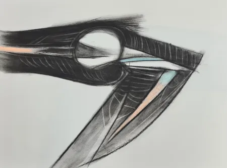 Monotipia Enmanuel - Pajaro en negro y azul