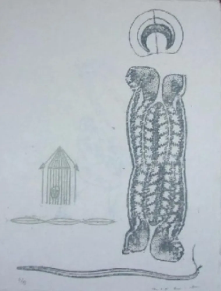 Linogravura Ernst - Lewis Caroll's Wunderhorn