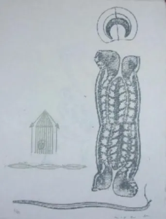 Linogravura Ernst - Lewis Caroll's Wunderhorn