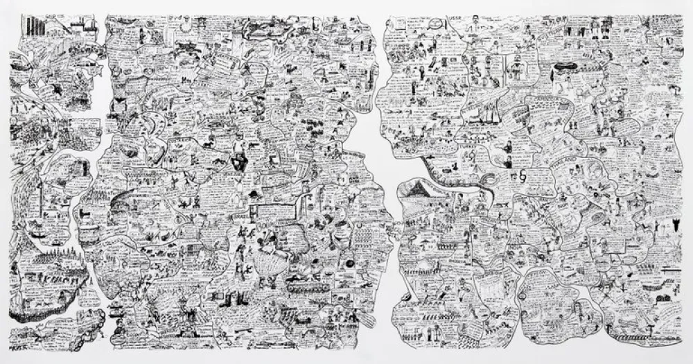 Serigrafia Fahlström - Sketch for World Map from the Peace Portfolio