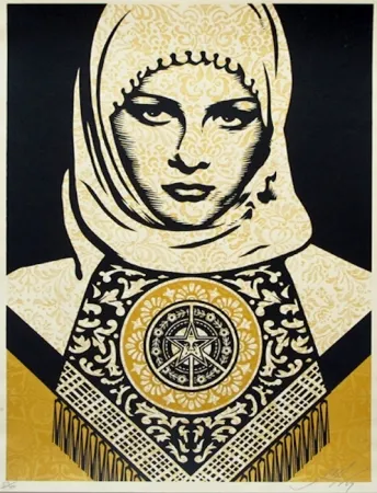 Serigrafia Fairey - Arab Woman (Gold)