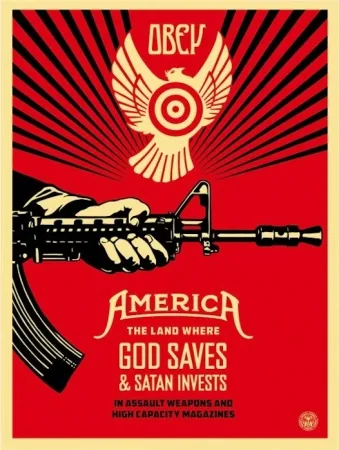 Serigrafia Fairey - God Saves and Satan Invest