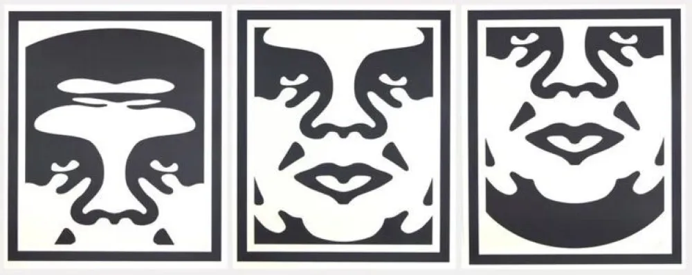 Litografia Fairey - Obey 3 Face (White)