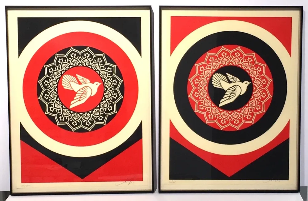 Serigrafia Fairey - Obey Dove Red & Black Set