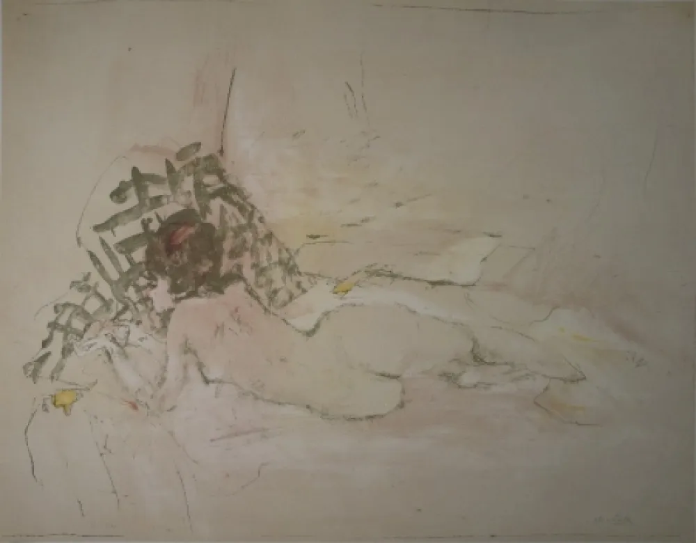 Litografia Falk - Liegender Akt