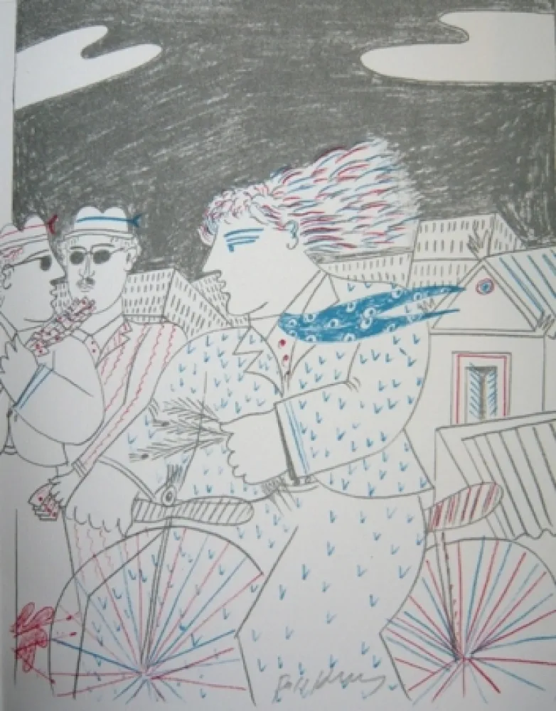 Litografia Fassianos - Homme bleu