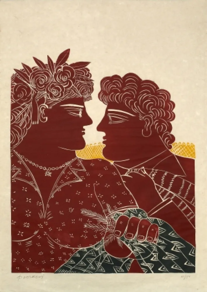 Linogravura Fassianos - Mariage au printemps