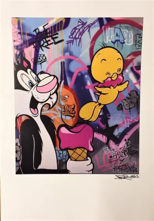 Gravura Digital Fat - Tweety & Sylvester Print