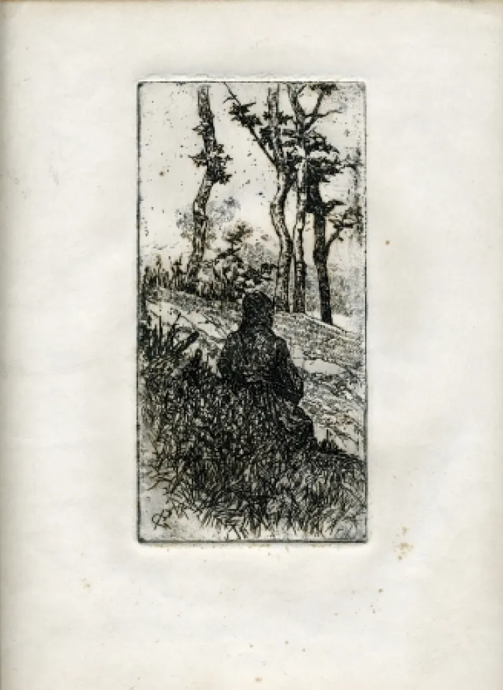 Gravura Fattori - CONTADINA TOSCANA SEDUTA (Tuscan Peasant Woman Sitting) 