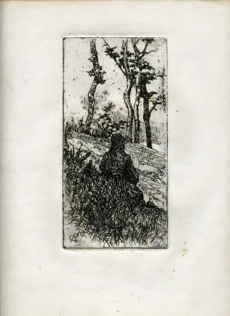 Gravura Fattori - CONTADINA TOSCANA SEDUTA (Tuscan Peasant Woman Sitting) 