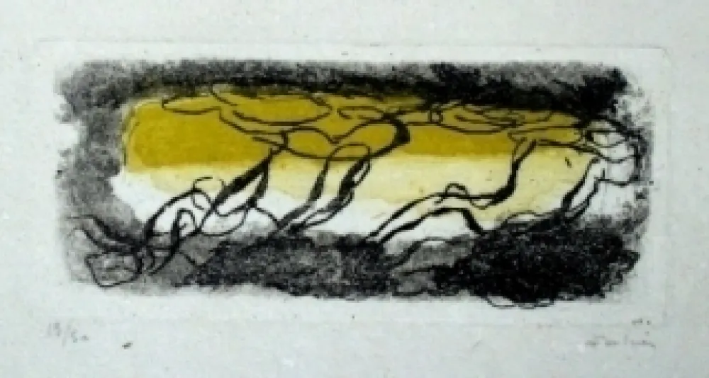 Água-Forte E Água-Tinta Fautrier - Paysage jaune et violet