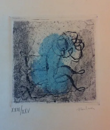 Água-Forte E Água-Tinta Fautrier - Petit paysage vert et violet