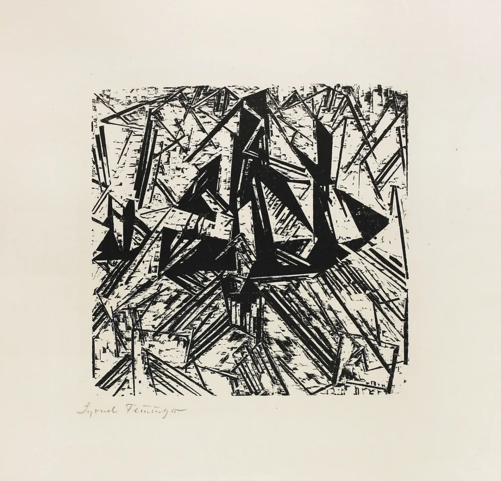 Xilogravura Feininger - Barke und Brigg auf See (Segler)