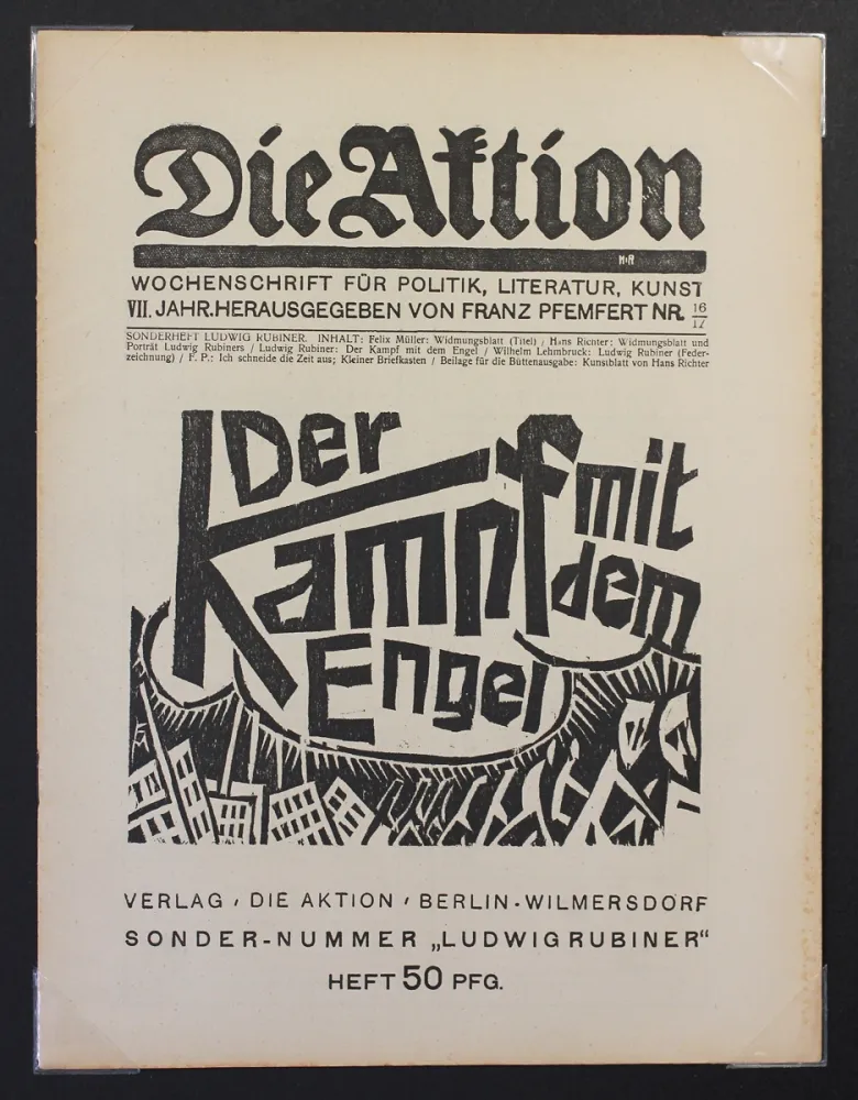 Xilogravura Felixmuller  - Der Kampf mit dem Engel (Die Aktion)