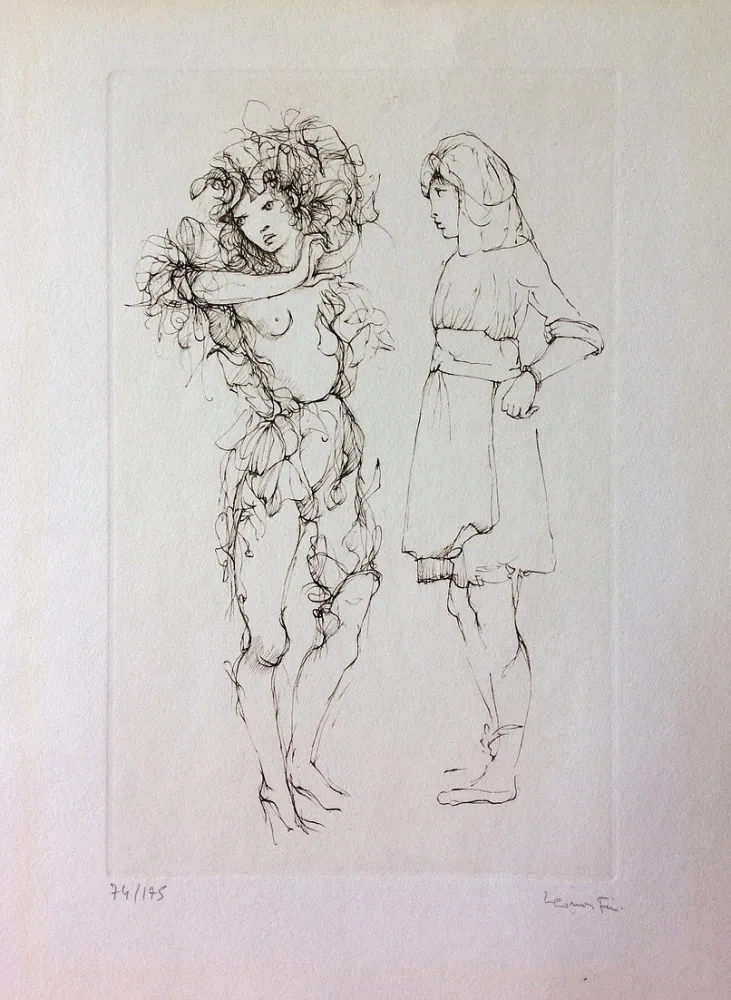 Água-Forte Fini - Deux personnages. Eau-forte. Signé.