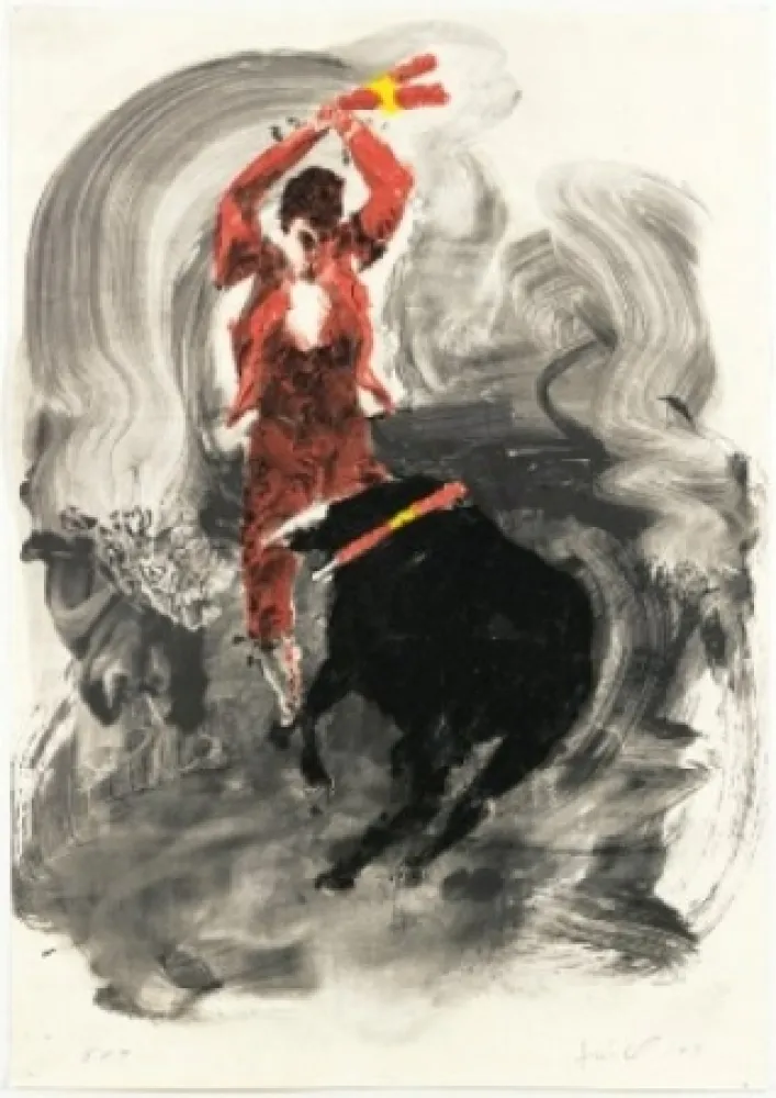 Litografia Fischl - Corrida